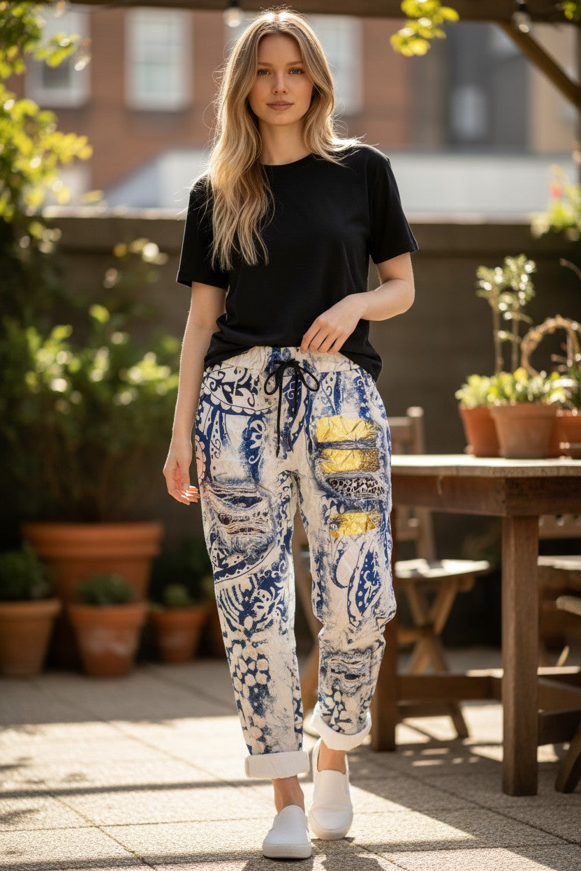 ELARA PRINTED FOIL PANTS