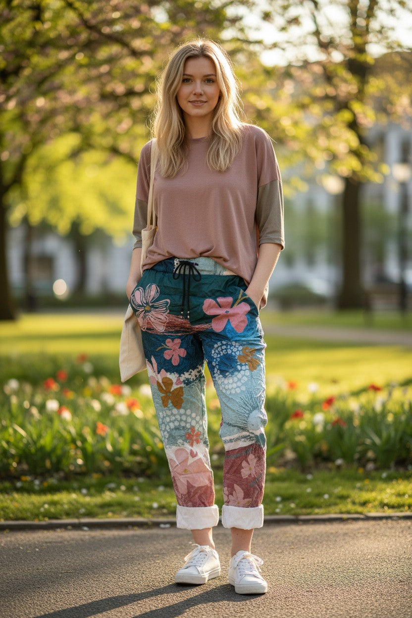 ELARA PRINTED FOIL PANTS