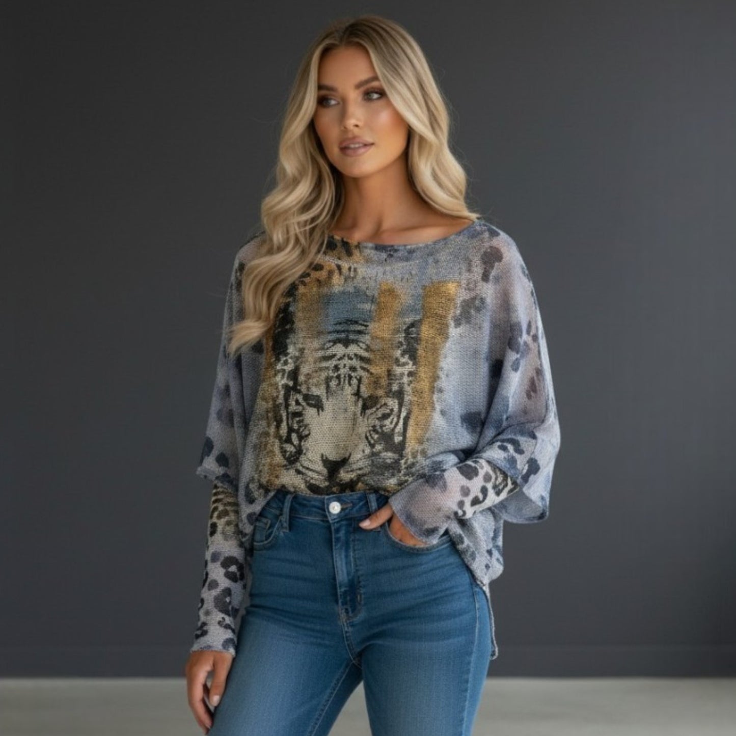 EMMA POLY VISCOSE KNIT PRINTED TOP